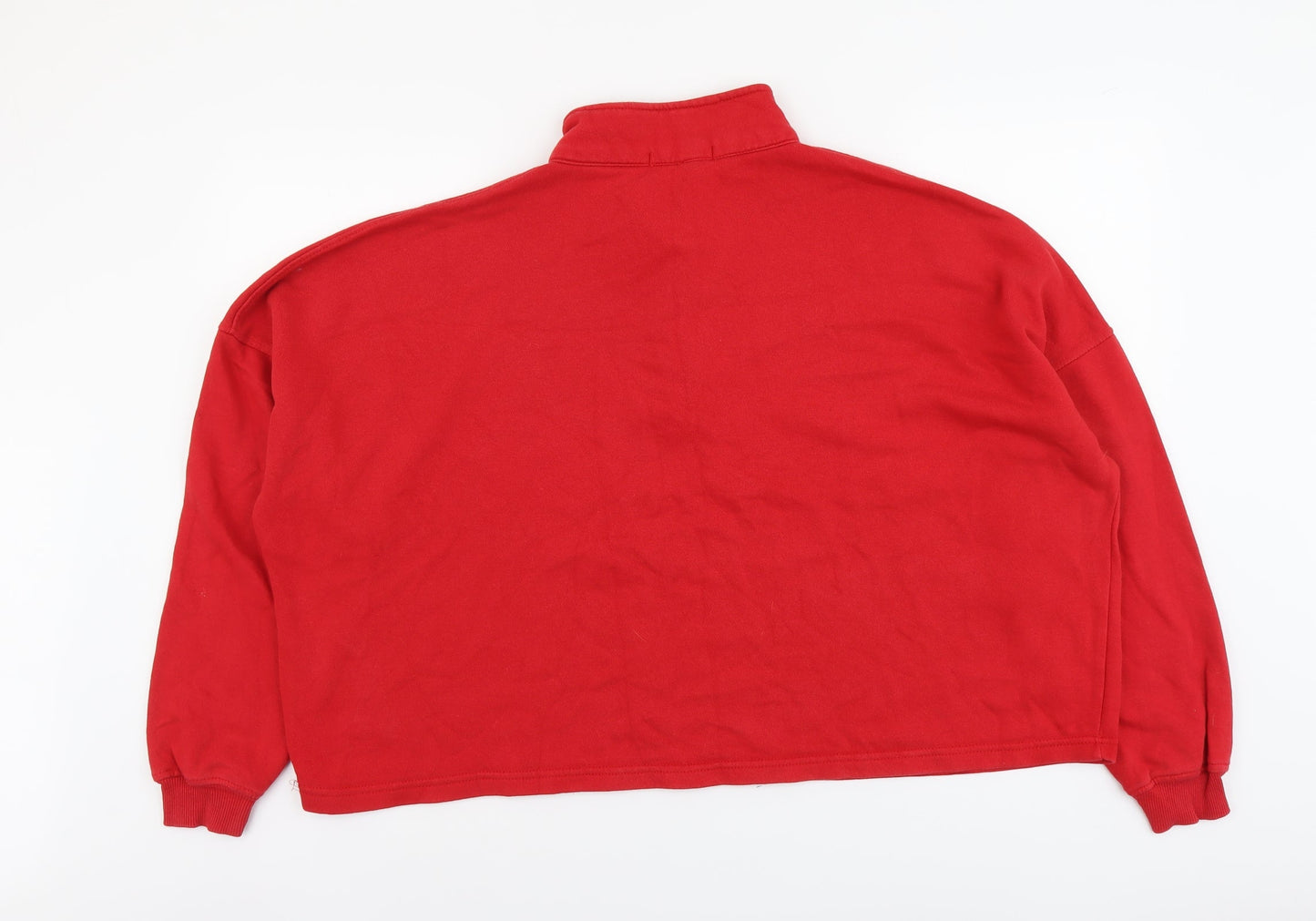 Pull&Bear Womens Red Cotton Pullover Sweatshirt Size XL Button