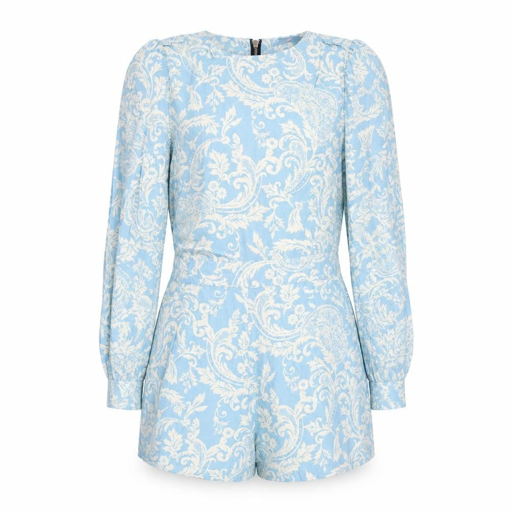Motel Rocks Womens Blue Paisley Viscose Playsuit One-Piece Size M Zip