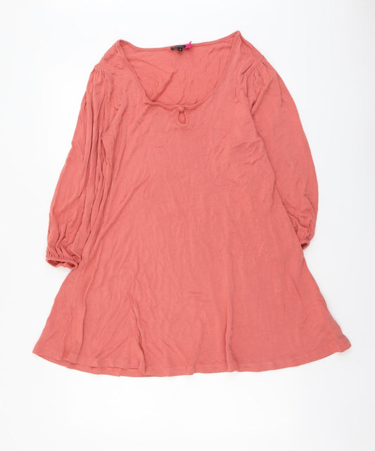 Marks and Spencer Womens Pink Viscose Basic T-Shirt Size 16 Scoop Neck