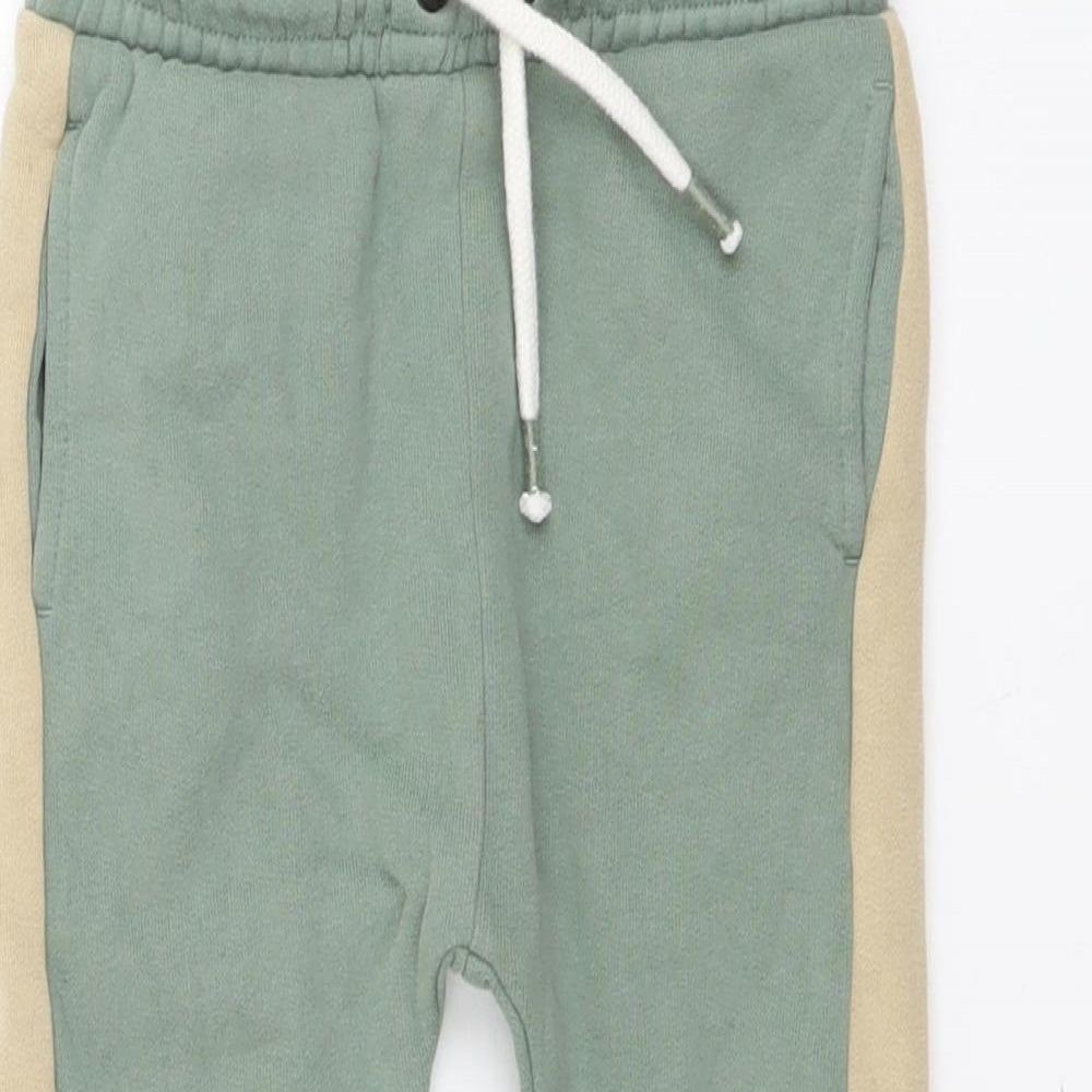 NEXT Boys Green Cotton Jogger Trousers Size 3-4 Years Regular Drawstring