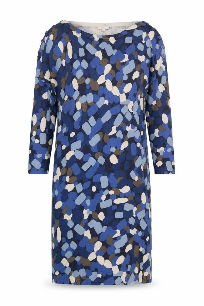 Country Casuals Womens Blue Geometric Cotton Jumper Dress Size M Round Neck Pullover