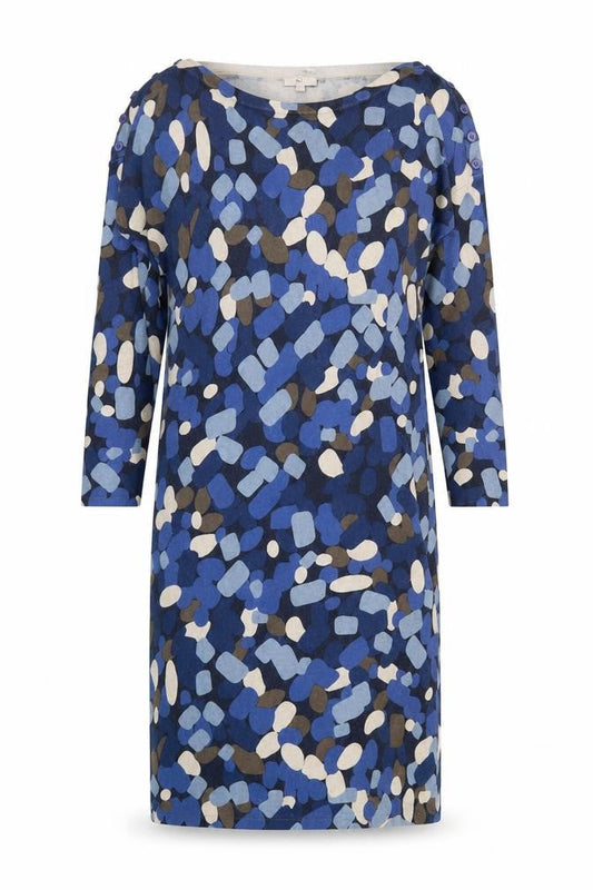 Country Casuals Womens Blue Geometric Cotton Jumper Dress Size M Round Neck Pullover