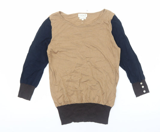NEXT Womens Brown Scoop Neck Acrylic Pullover Jumper Size 10 - Colourblock