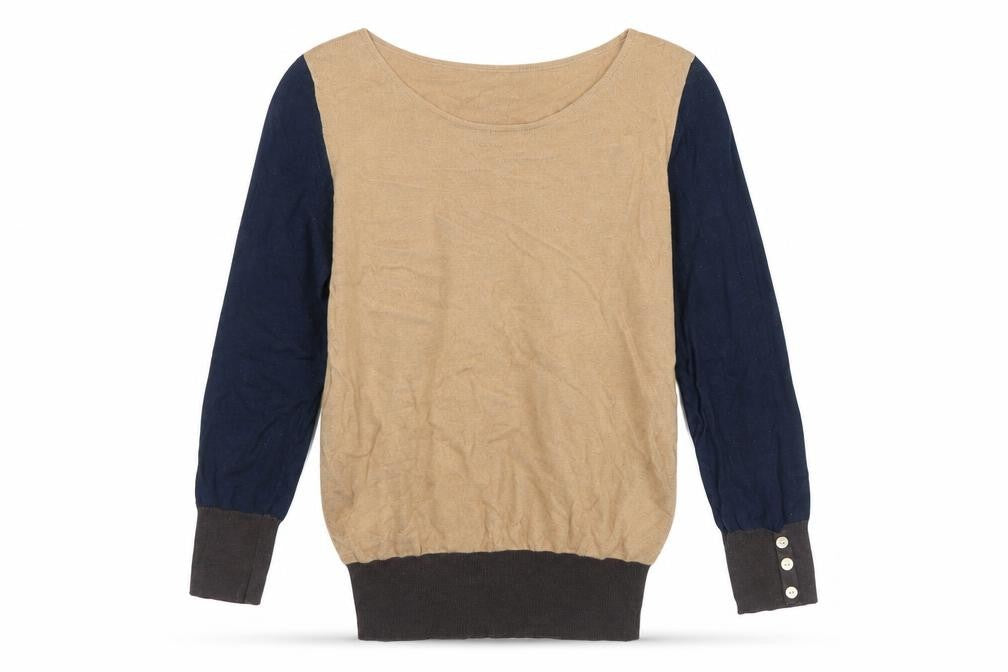 NEXT Womens Brown Scoop Neck Acrylic Pullover Jumper Size 10 - Colourblock
