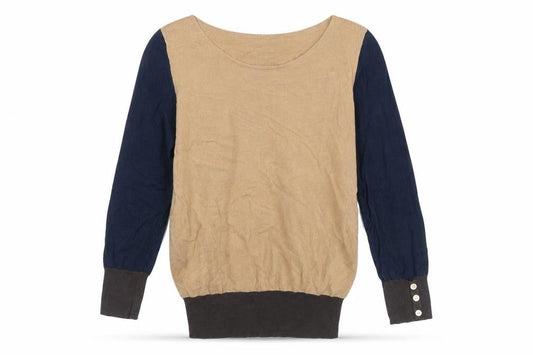 Next Womens Brown Scoop Neck Acrylic Pullover Jumper Size 10 - Colourblock