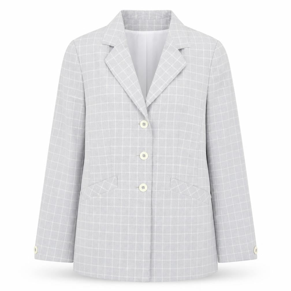 Meico Womens Grey Geometric Jacket Blazer Size 10 Buckle