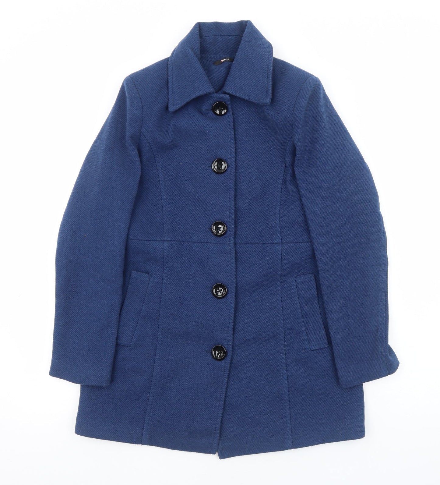 Oner Womens Blue Pea Coat Coat Size L Button