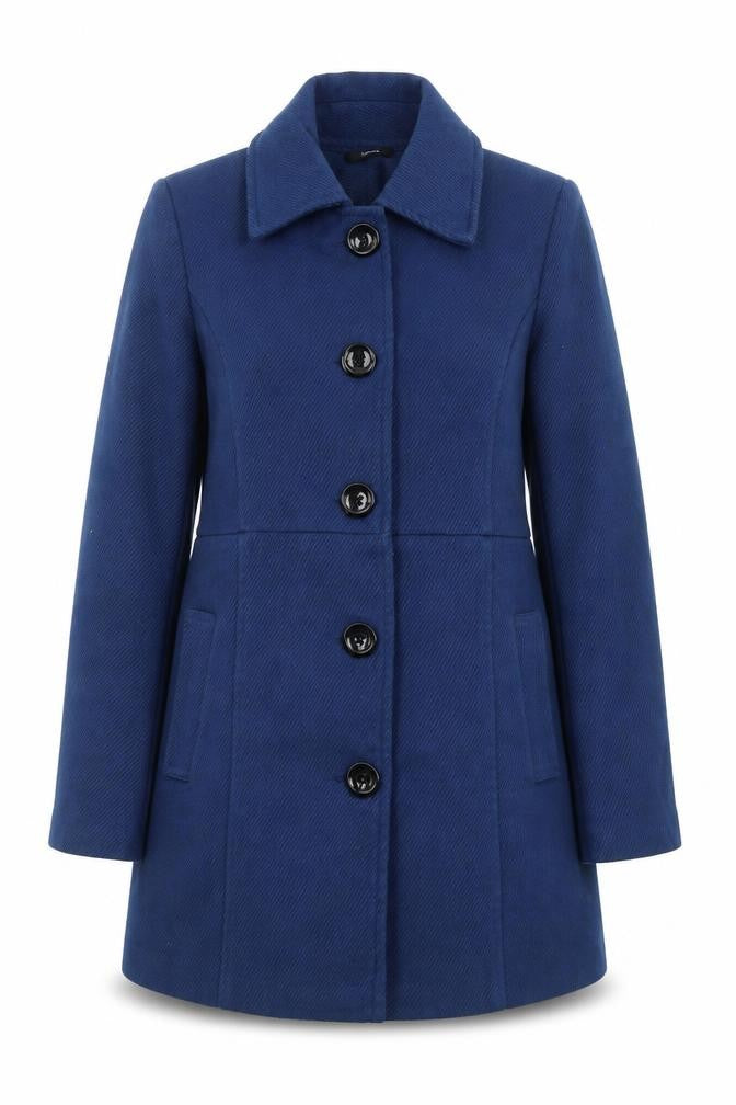 Oner Womens Blue Pea Coat Coat Size L Button
