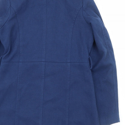 Oner Womens Blue Pea Coat Coat Size L Button