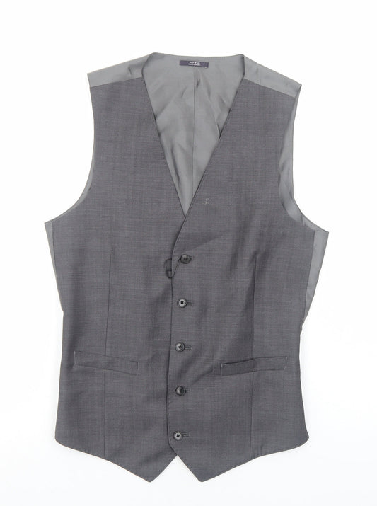 Marks and Spencer Mens Grey Polyester Jacket Suit Waistcoat Size M Regular