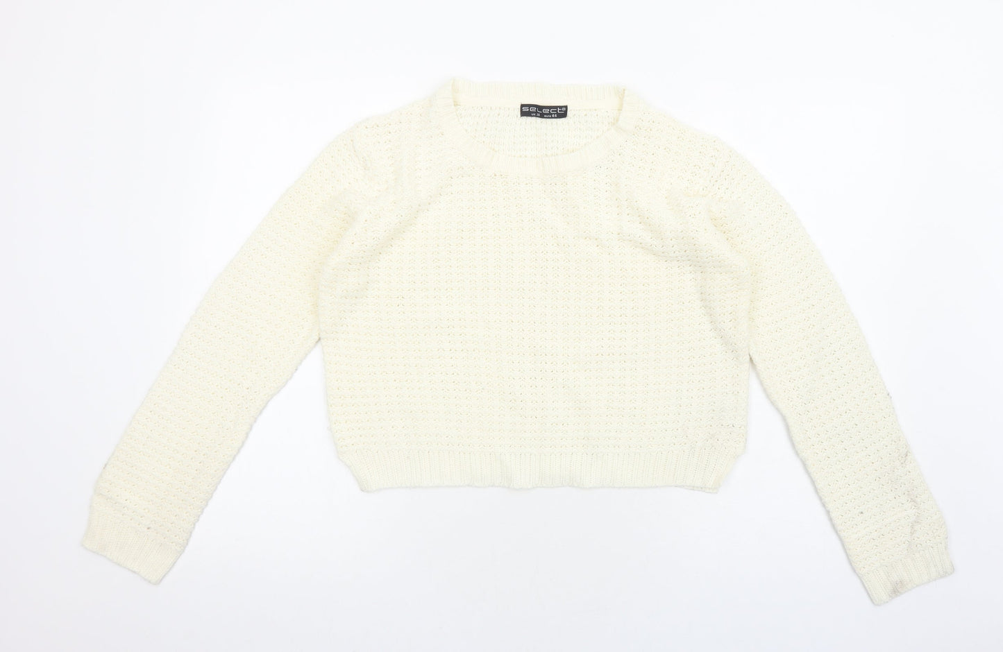 Select Womens Ivory Round Neck Polyester Pullover Jumper Size 16