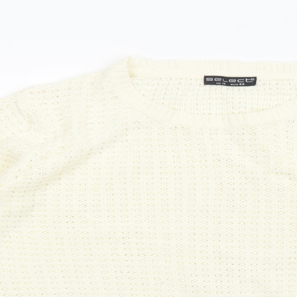 Select Womens Ivory Round Neck Polyester Pullover Jumper Size 16