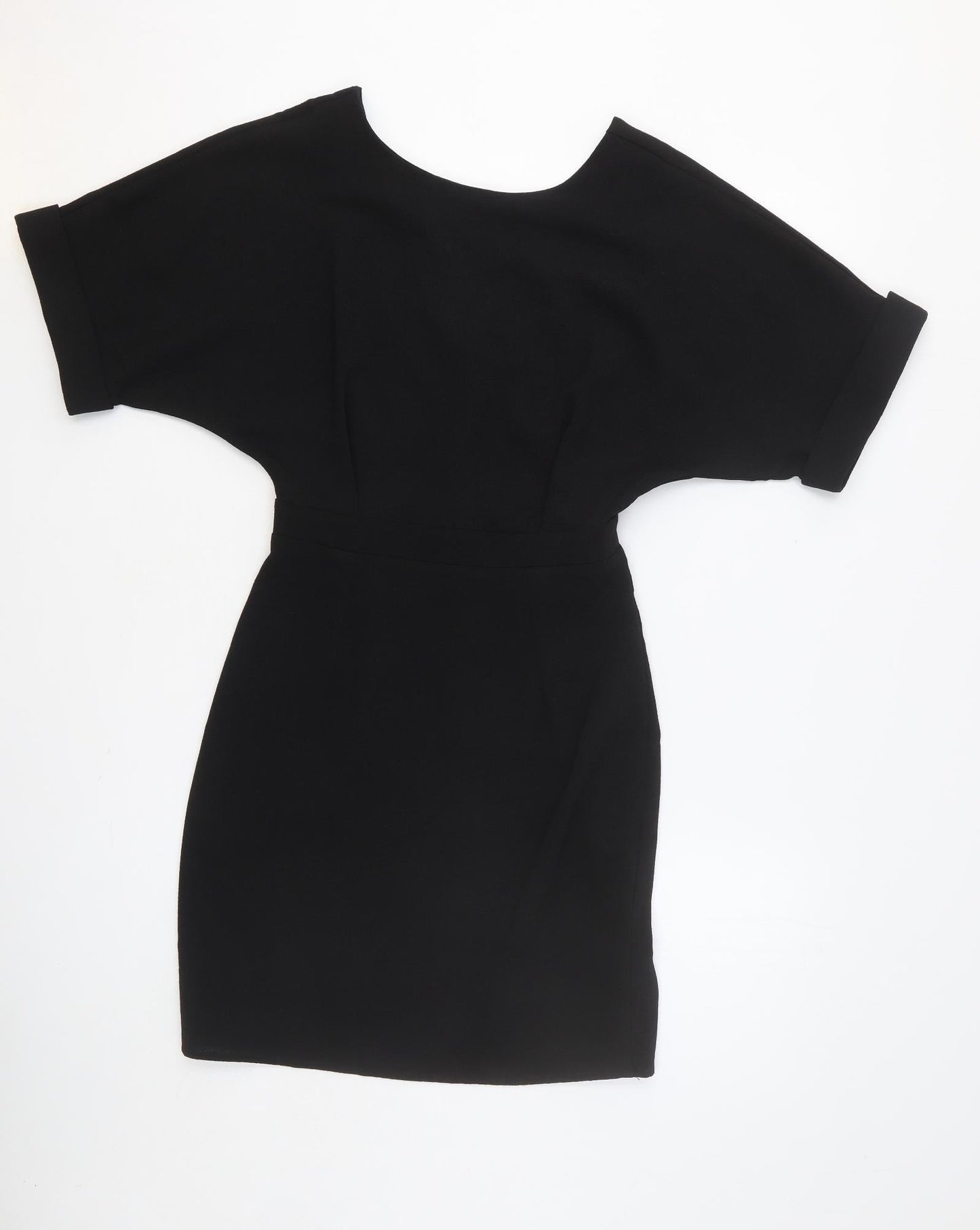 ASOS Womens Black Polyester A-Line Size 8 Scoop Neck Zip
