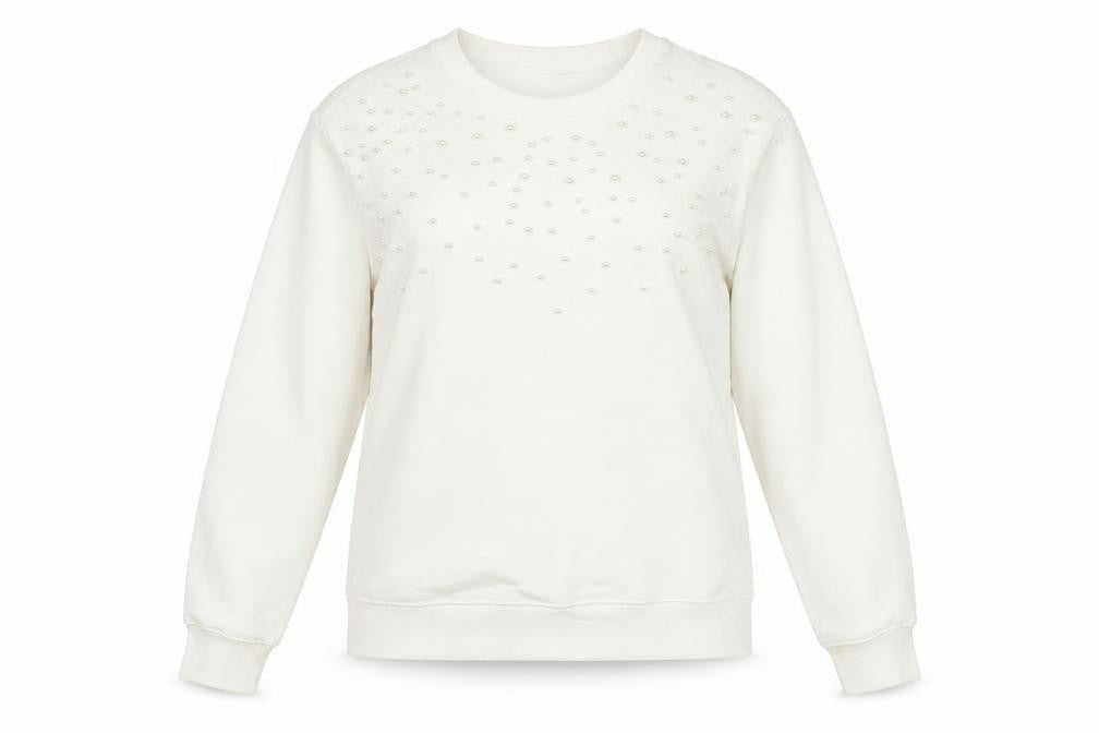 Marks & Spencer Womens White Cotton Pullover Sweatshirt Size S Pullover