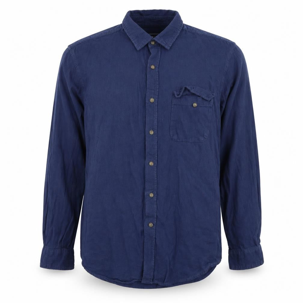 Topman Mens Blue Cotton Button-Up Size L Collared Button