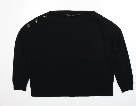Dorothy Perkins Womens Black Round Neck Polyester Pullover Jumper Size 14