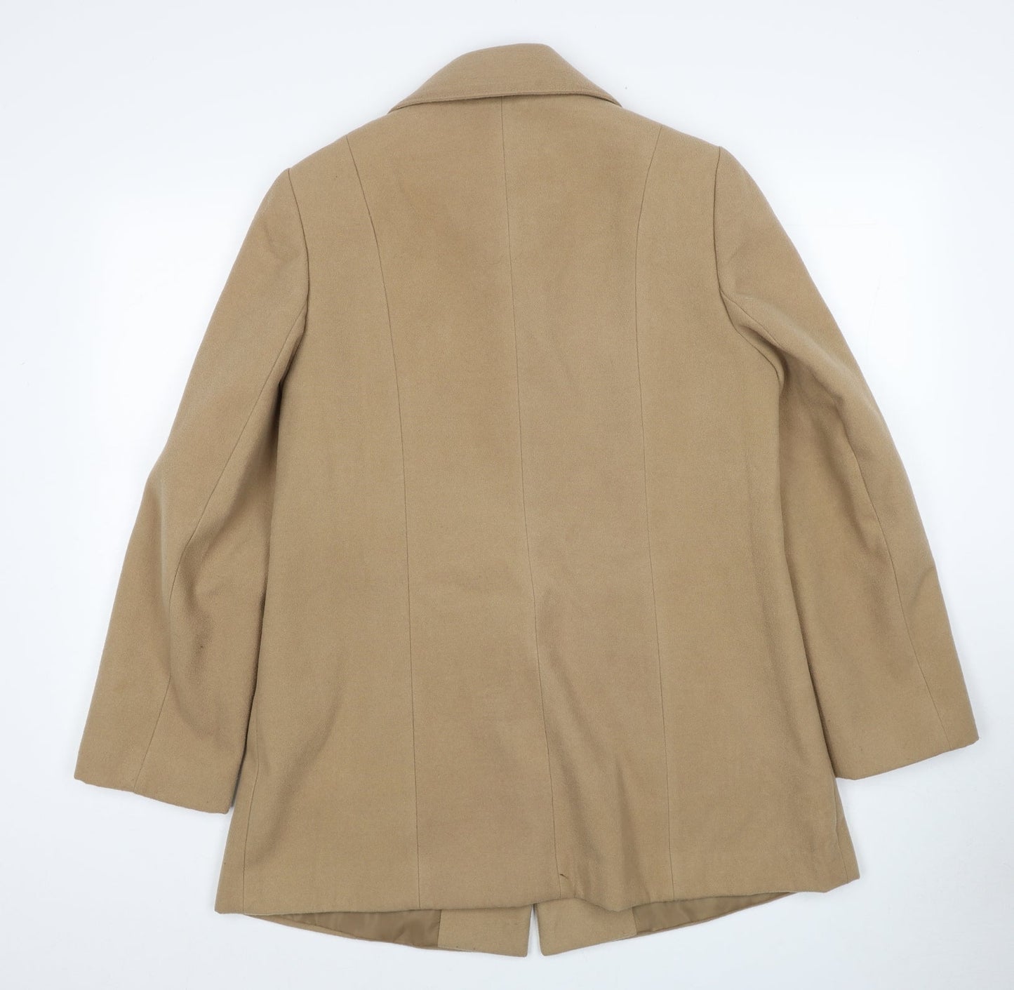 EWM Womens Beige Pea Coat Coat Size 12 Button