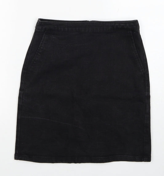 Ware Denim Womens Black Cotton Straight & Pencil Skirt Size 8 Zip