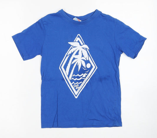 Dudeskin Boys Blue Cotton Basic T-Shirt Size 7-8 Years Round Neck Pullover