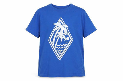 Dudeskin Boys Blue Cotton Basic T-Shirt Size 7-8 Years Round Neck Pullover