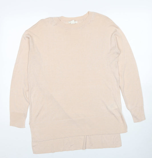 H&M Womens Pink Round Neck Acrylic Pullover Jumper Size S