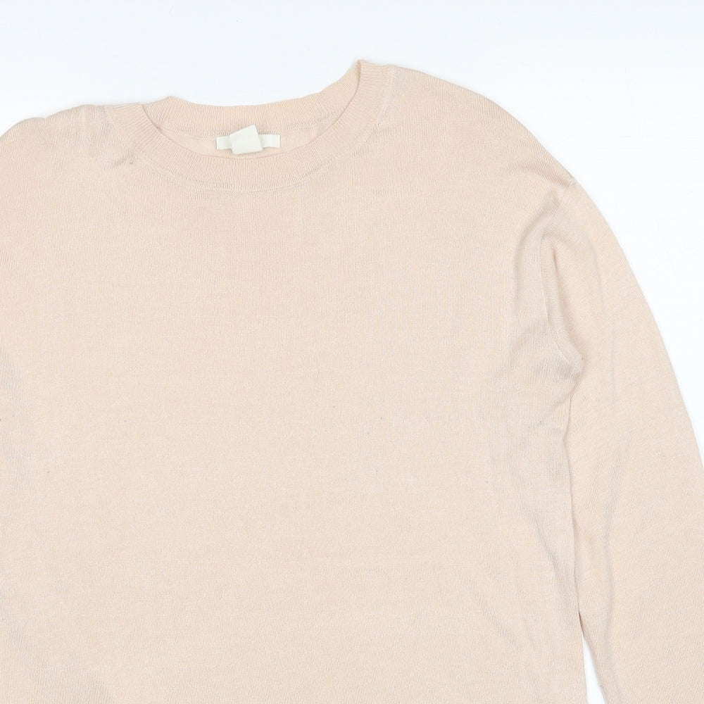 H&M Womens Pink Round Neck Acrylic Pullover Jumper Size S