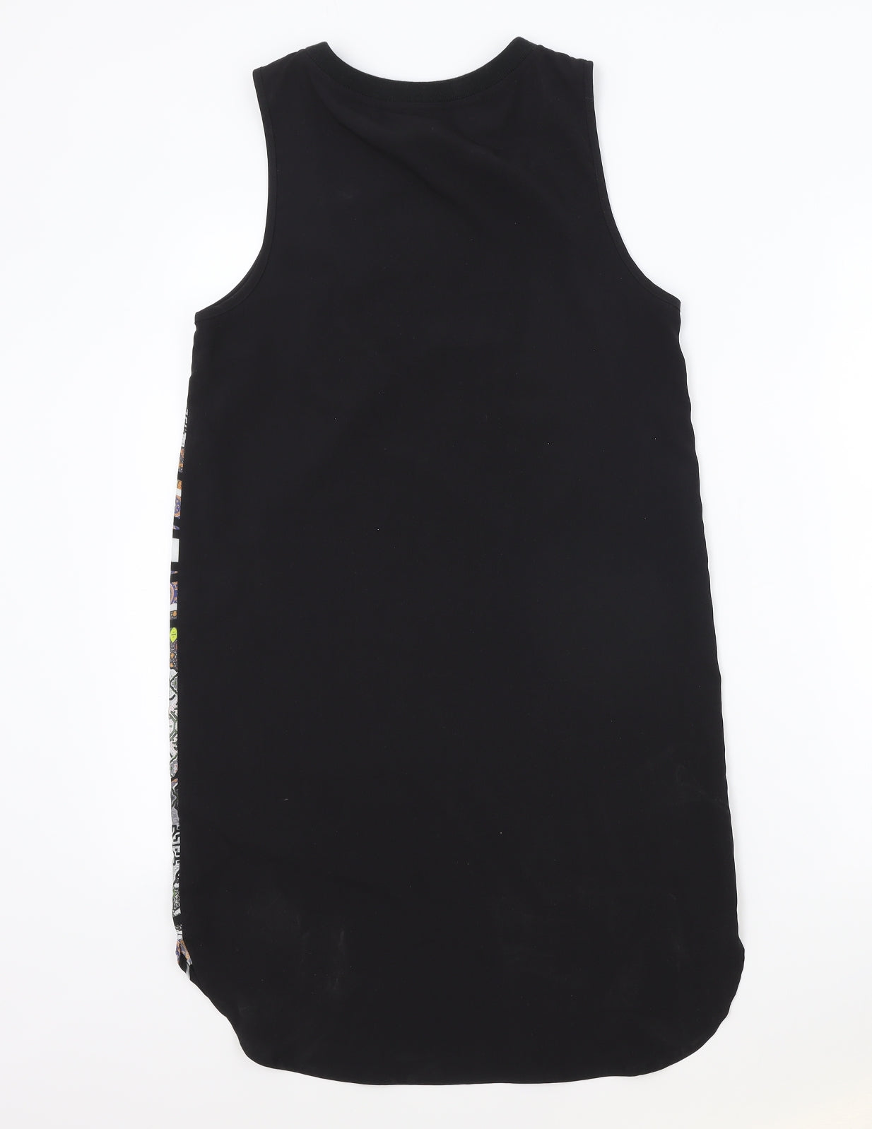 Topshop Womens Black Geometric Polyester Basic Tank Size 8 Round Neck