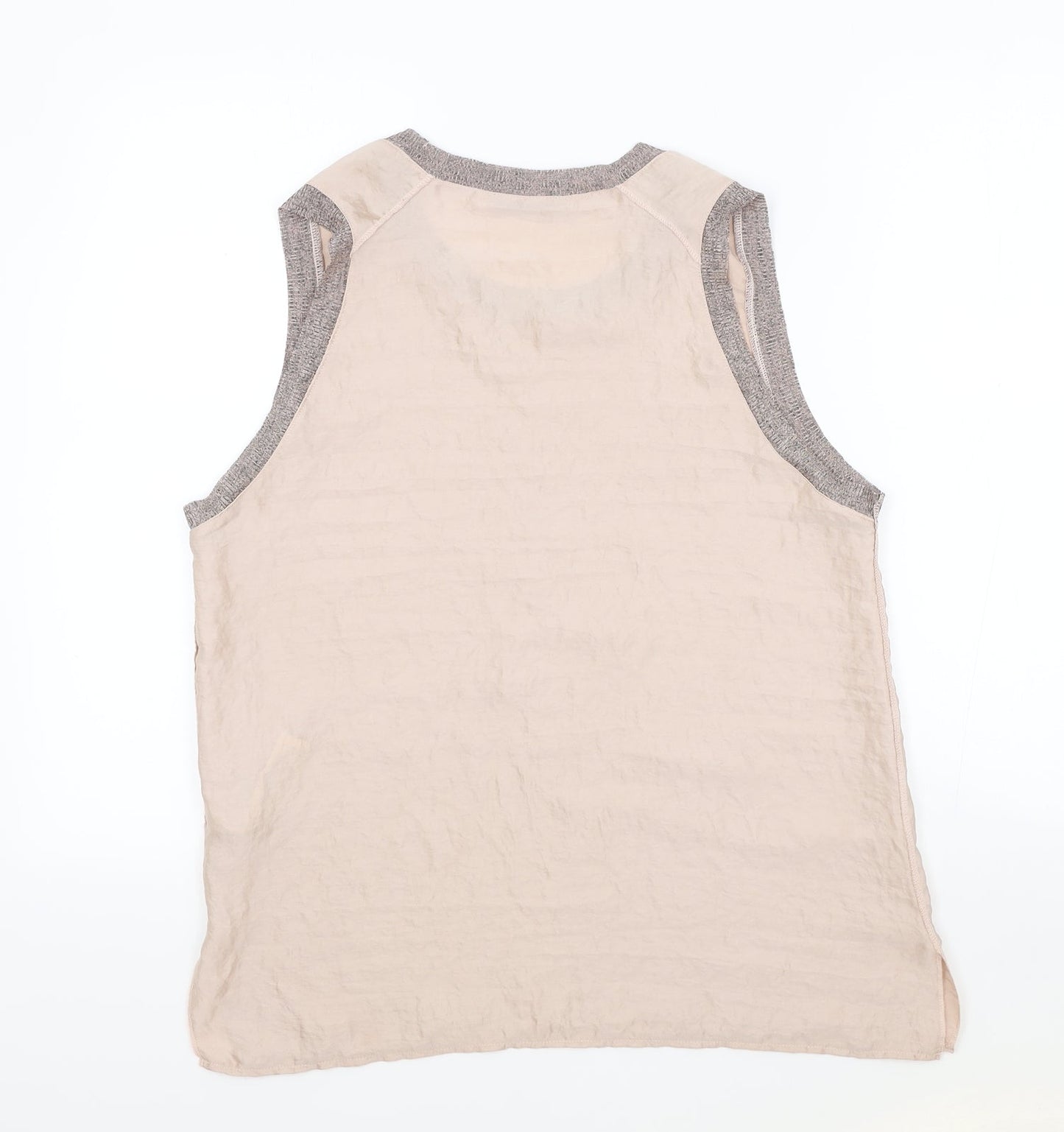 Zara Womens Pink Polyester Basic Tank Size L Round Neck