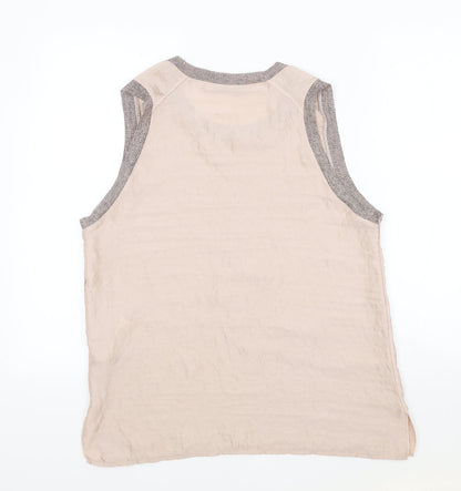 Zara Womens Pink Polyester Basic Tank Size L Round Neck