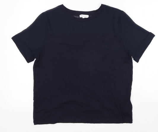 Warehouse Womens Blue Viscose Basic T-Shirt Size 14 Round Neck