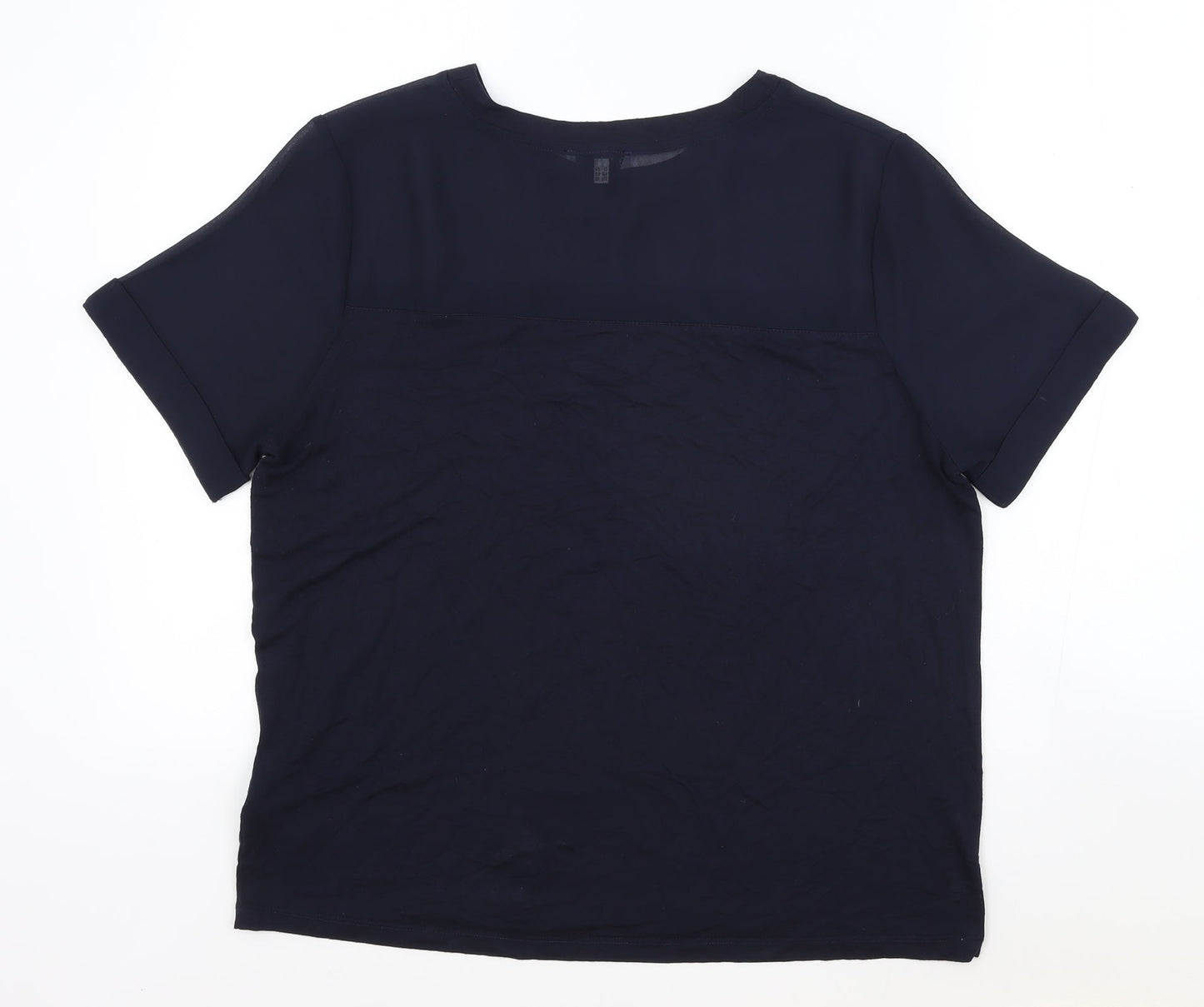 Warehouse Womens Blue Viscose Basic T-Shirt Size 14 Round Neck
