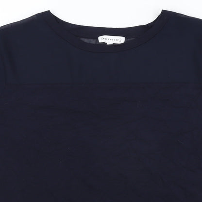 Warehouse Womens Blue Viscose Basic T-Shirt Size 14 Round Neck
