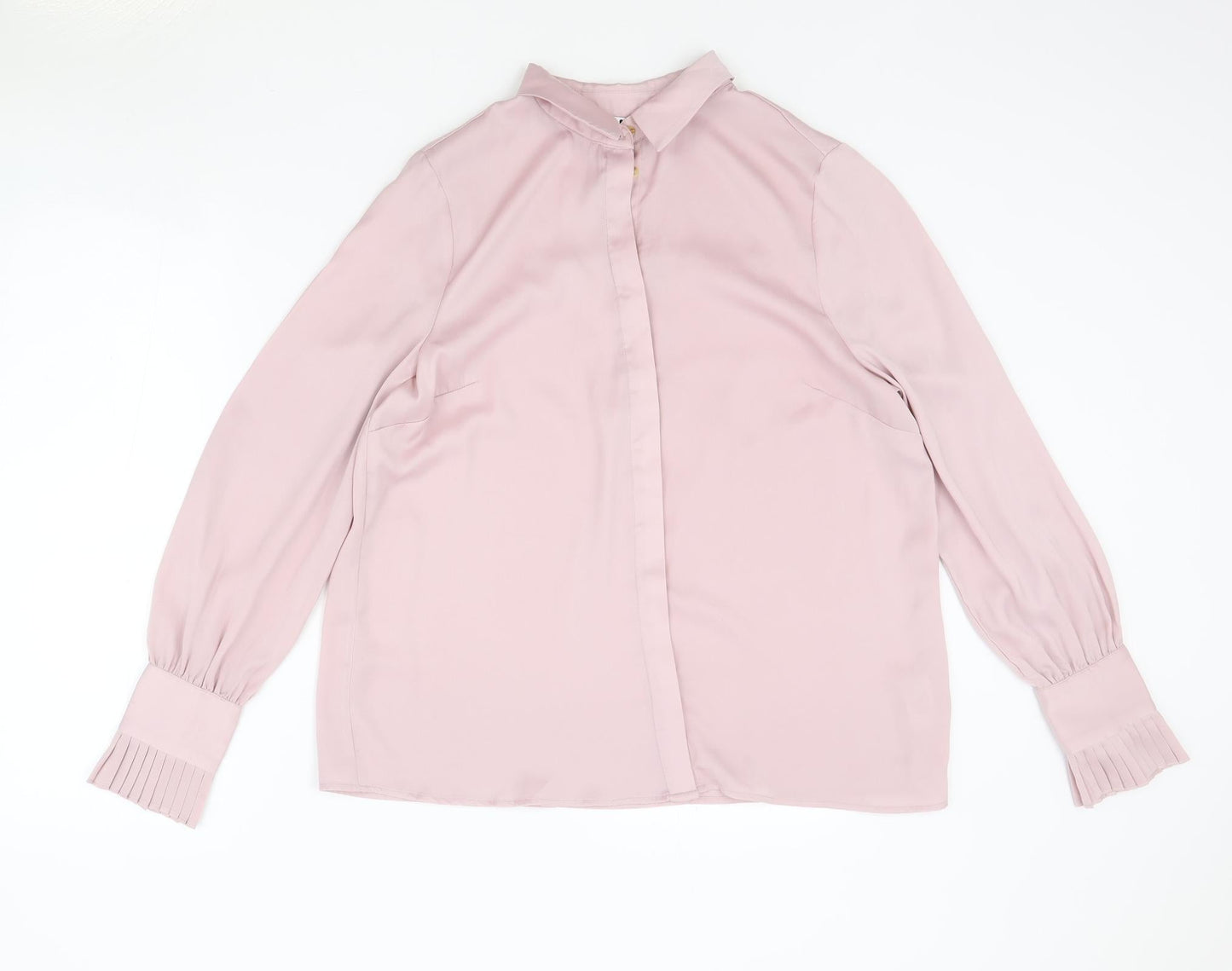 Very Womens Pink Polyester Basic Button-Up Size 14 V-Neck