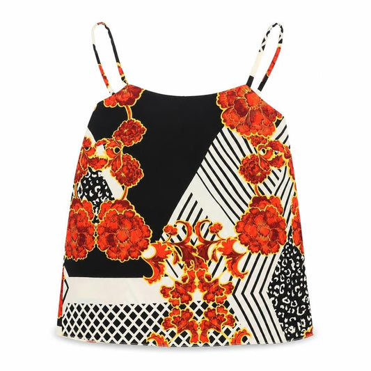 River Island Womens Multicoloured Geometric Polyester Camisole Tank Size 10 Scoop Neck