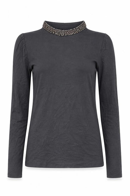 Oasis Womens Grey Viscose Basic Blouse Size XS Round Neck