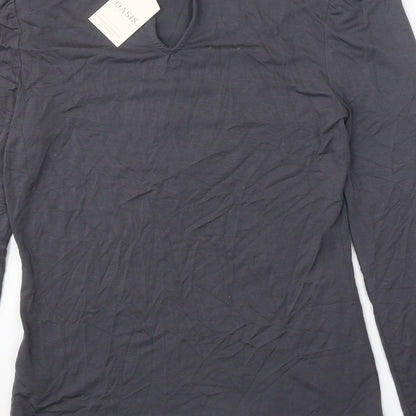 Oasis Womens Grey Viscose Basic Blouse Size XS Round Neck