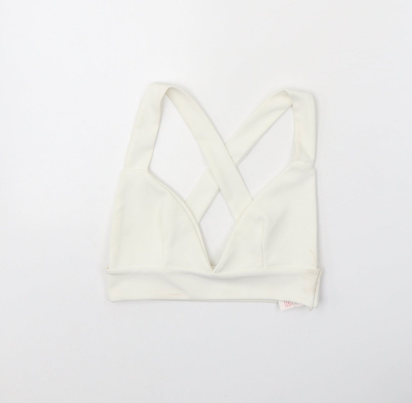PRETTYLITTLETHING Womens White Polyester Cropped Tank Size 4 V-Neck