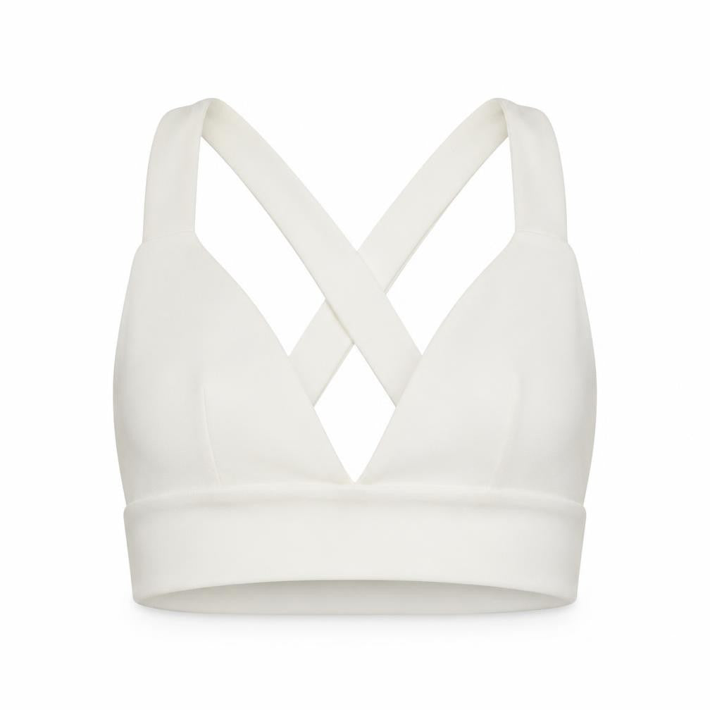 PRETTYLITTLETHING Womens White Polyester Cropped Tank Size 4 V-Neck