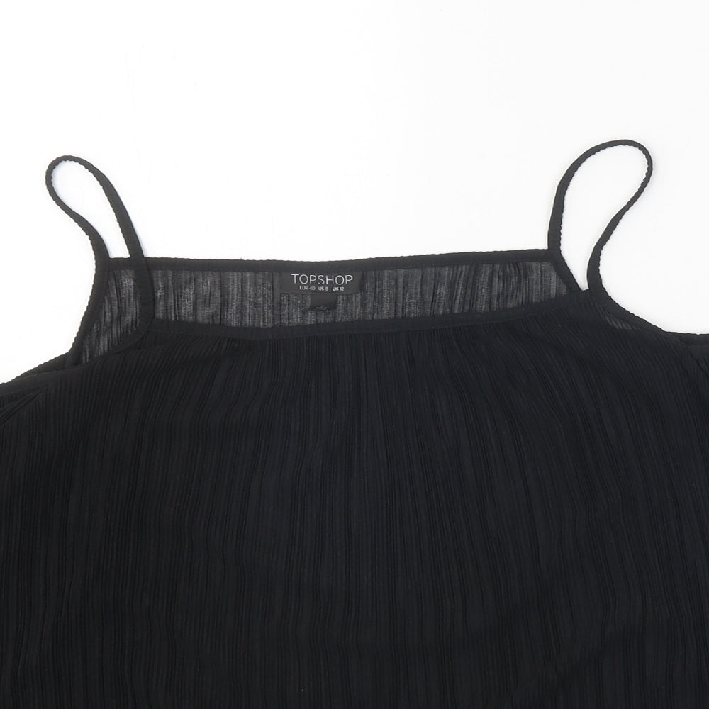 Topshop Womens Black Polyester Basic Blouse Size 12 Square Neck