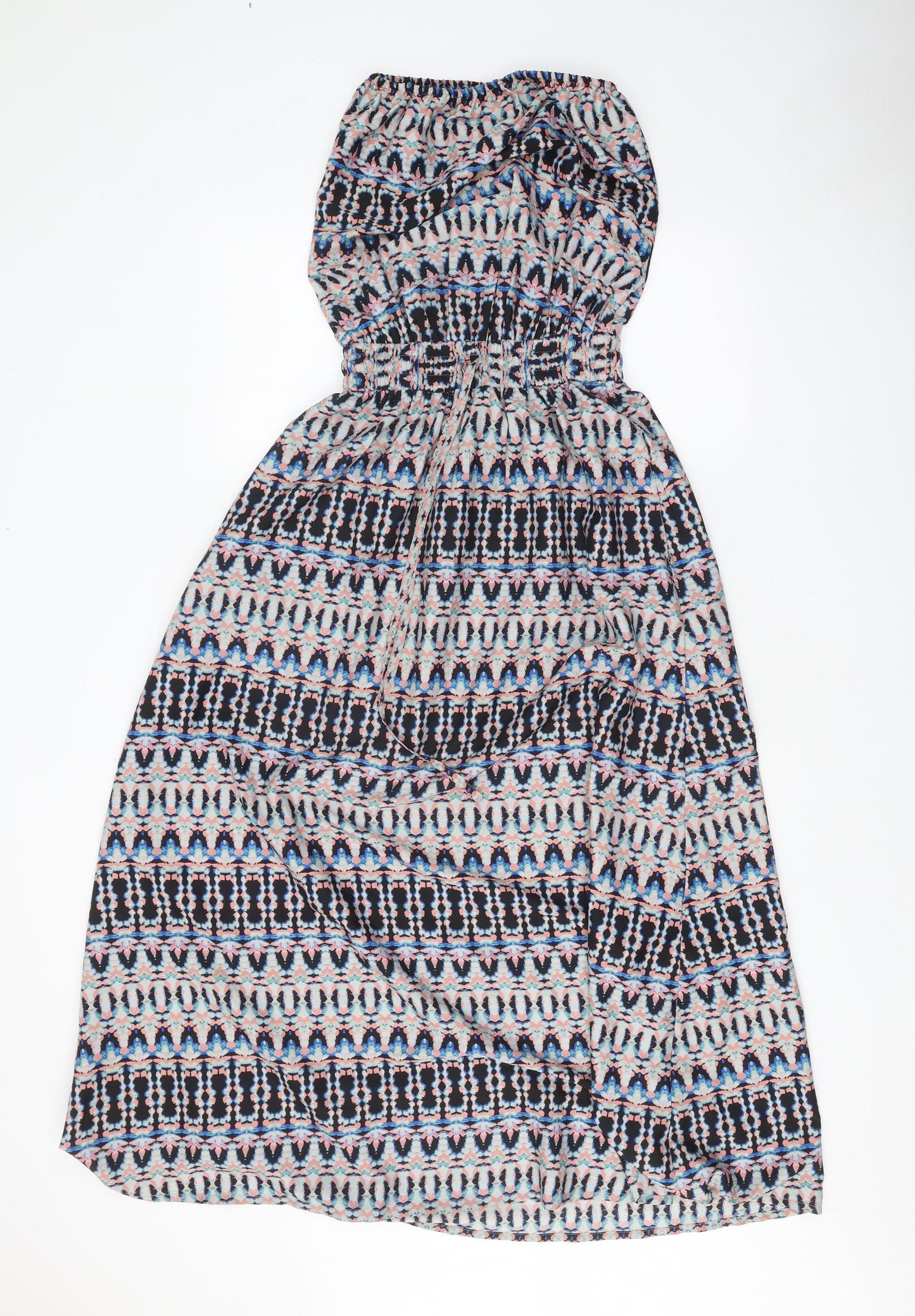 Preworn Womens Multicoloured Geometric Polyester A-Line One Size Off the Shoulder Tie