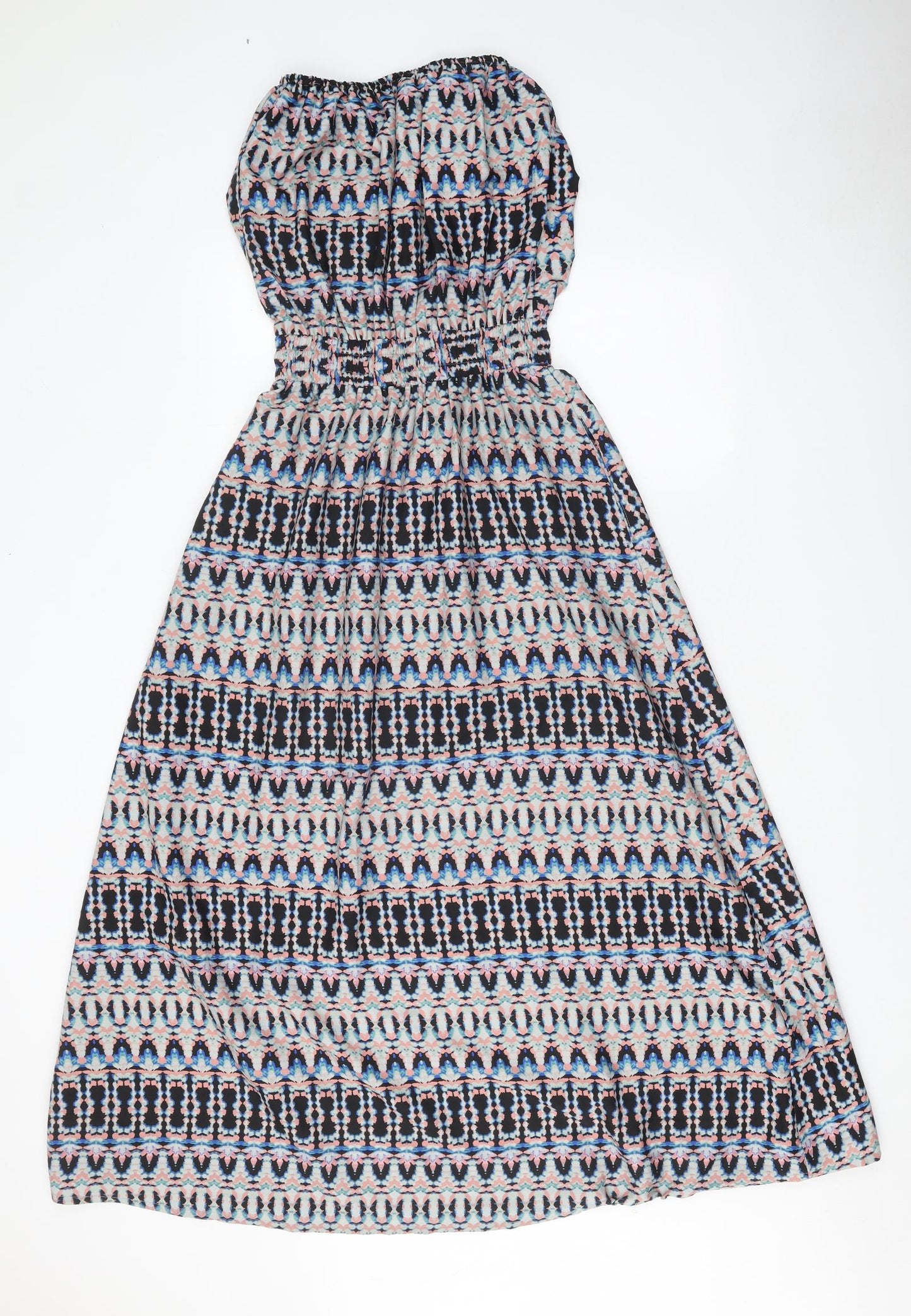 Preworn Womens Multicoloured Geometric Polyester A-Line One Size Off the Shoulder Tie