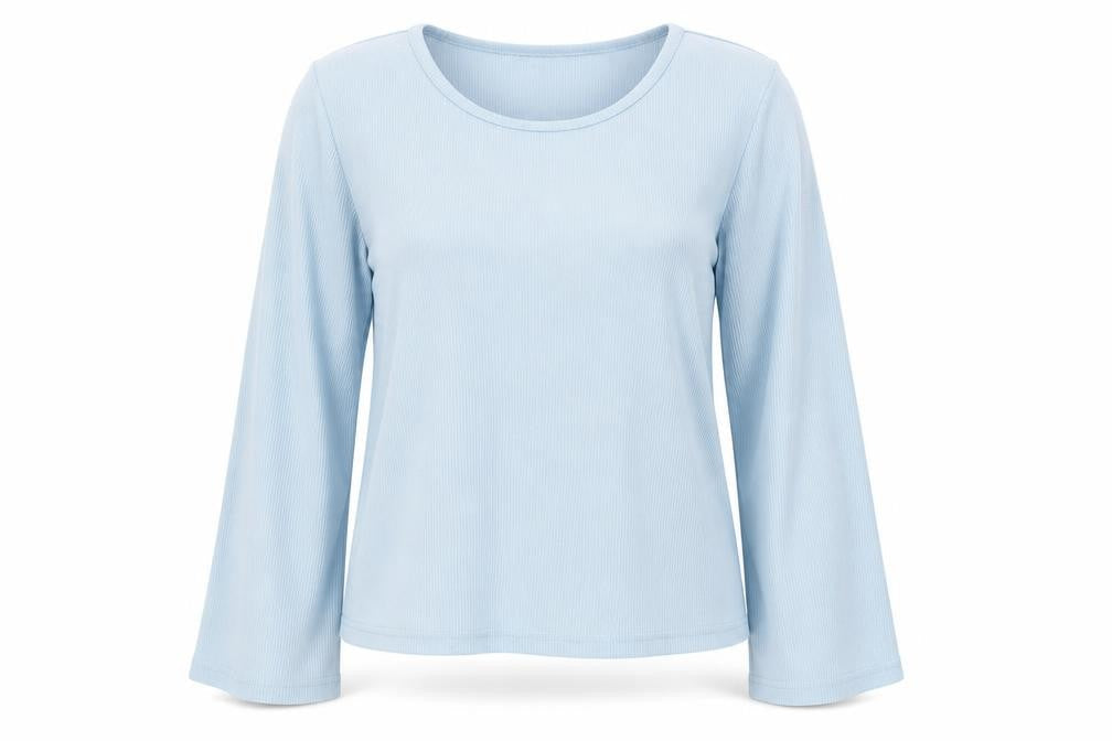 In the Style Womens Blue Cotton Basic Blouse Size 14 Round Neck