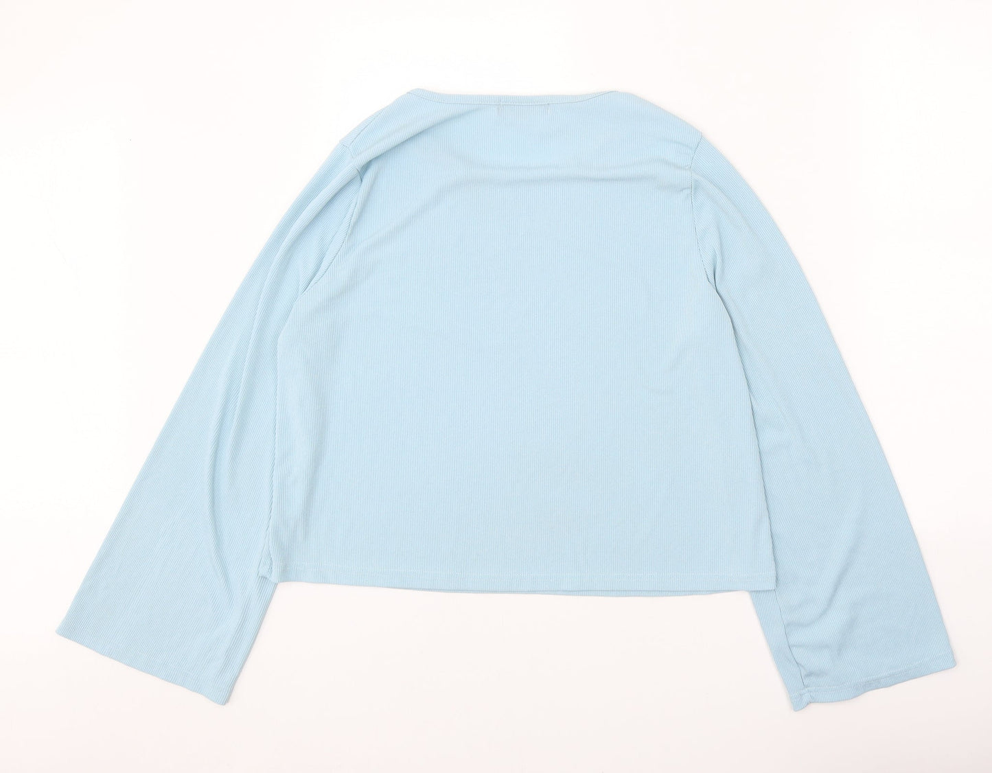 In the Style Womens Blue Cotton Basic Blouse Size 14 Round Neck