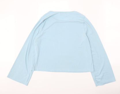In the Style Womens Blue Cotton Basic Blouse Size 14 Round Neck