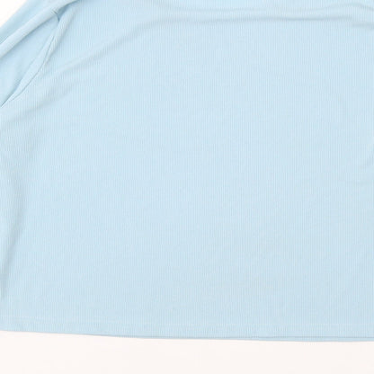 In the Style Womens Blue Cotton Basic Blouse Size 14 Round Neck