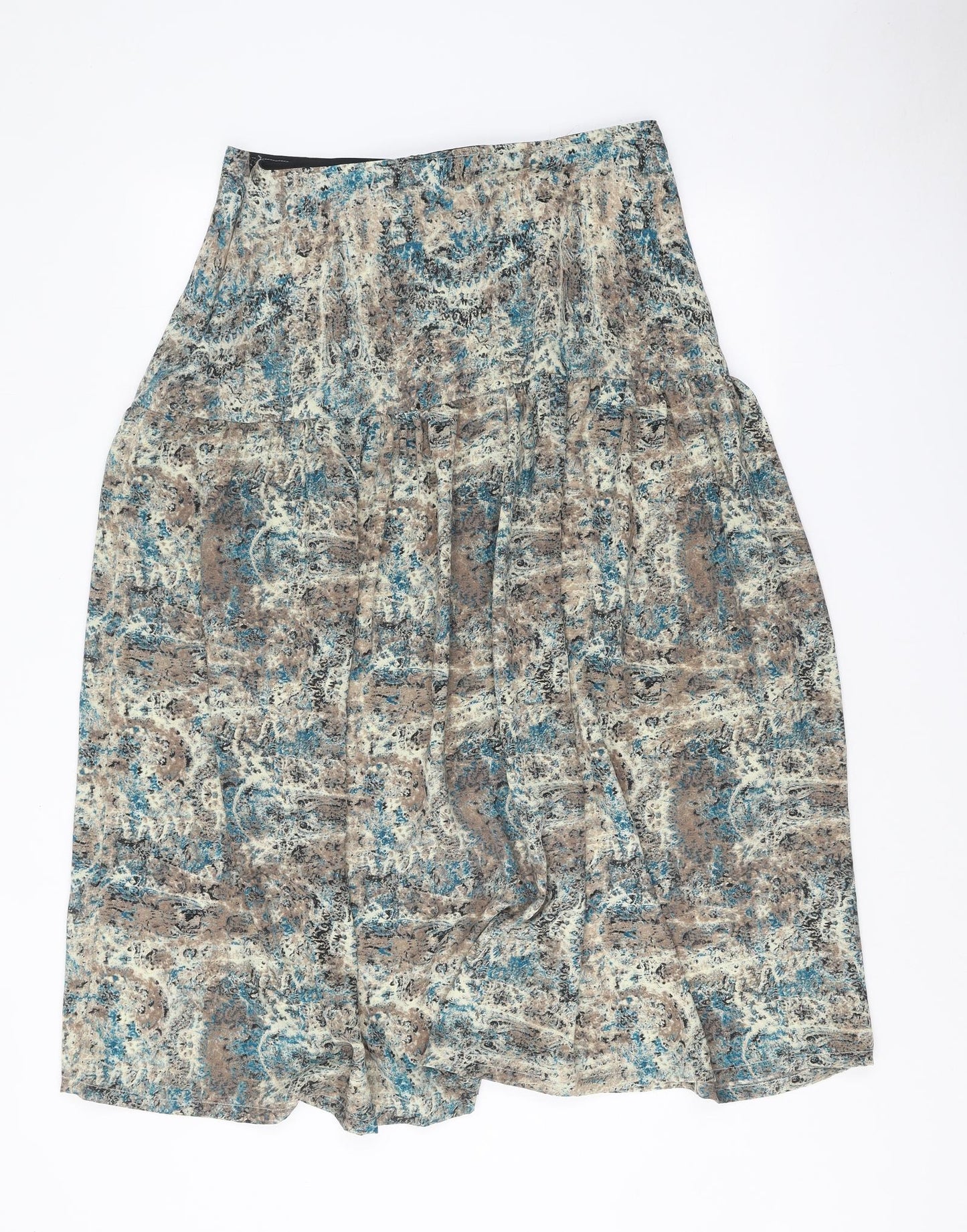 Preworn Womens Beige Geometric Polyester Peasant Skirt Size 31 in Zip