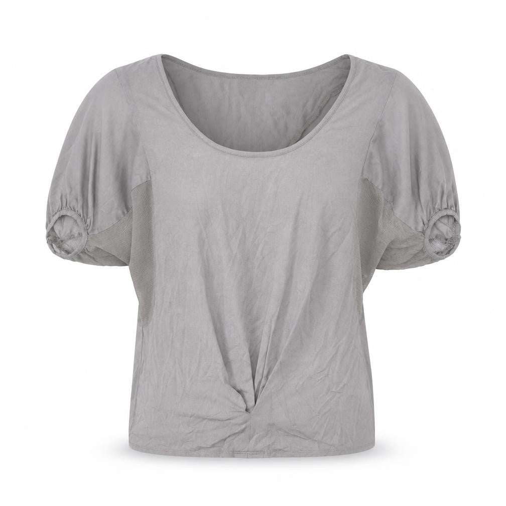 Warehouse Womens Grey Viscose Basic Blouse Size 10 Round Neck - Twist Detail
