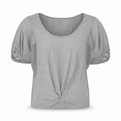 Warehouse Womens Grey Viscose Basic Blouse Size 10 Round Neck - Twist Detail