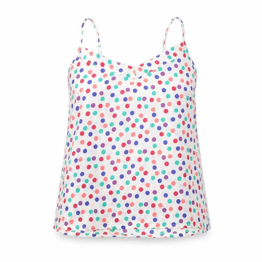 Adore Womens White Polka Dot Polyester Basic Tank Size S V-Neck
