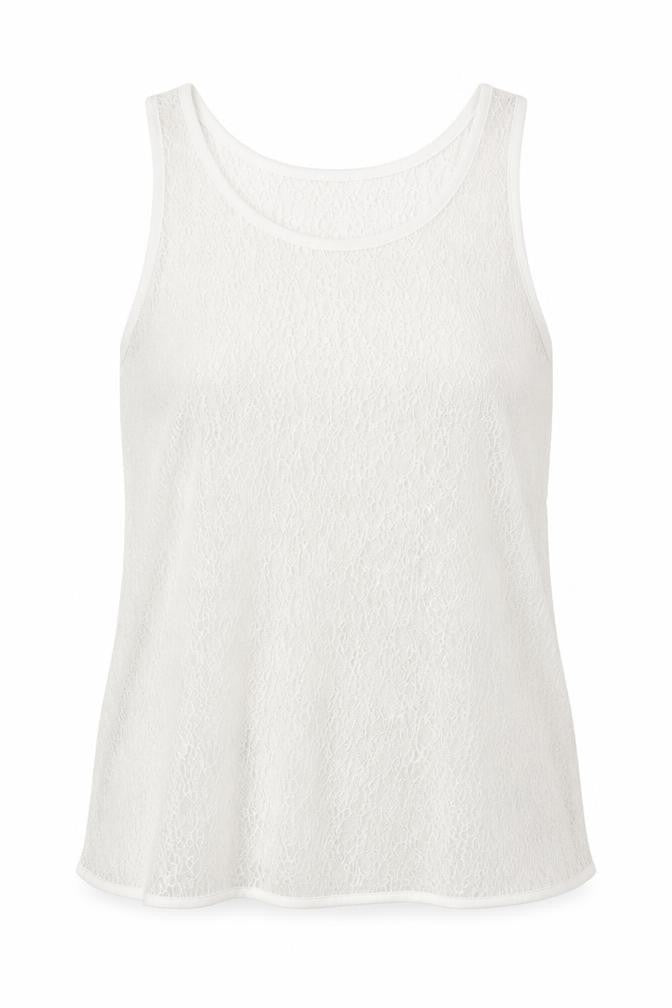 NEXT Womens White Nylon Basic Tank Size 14 Round Neck - Lace Detail